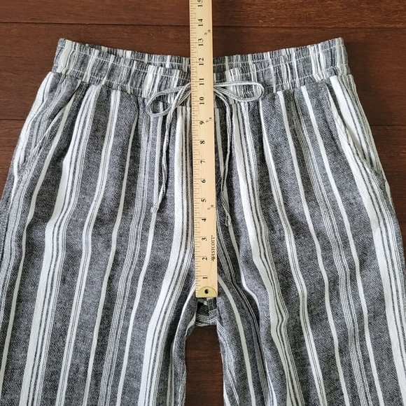 Briggs Women’s Linen Blend Wide Leg Pull-On Pants Grey/White Stripe Size L - Picture 7 of 9